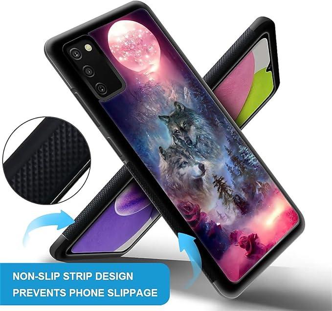 for Samsung Galaxy S20 FE Case, Star Two Wolfs Howling Pattern Graphic Design Girl Boy Soft Silicone Hard Acrylic Shock Protection for Samsung Galaxy S20 FE