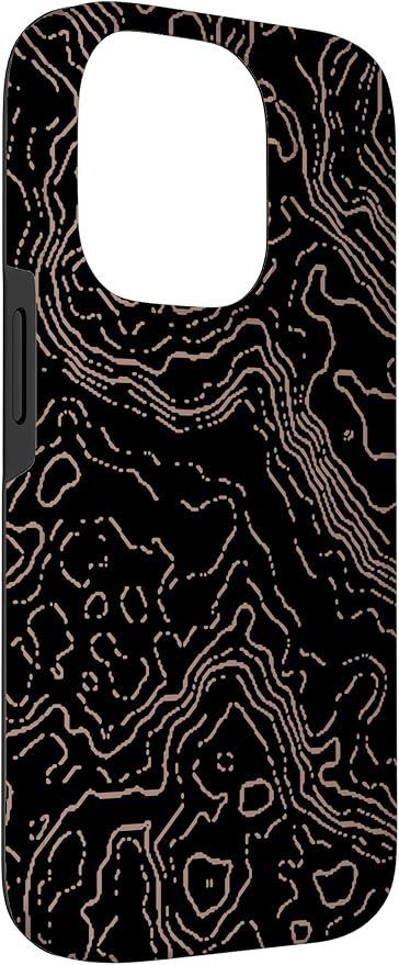 Topography Black & Brown Abstract Pattern Topographic Map Case for iPhone 14 Pro