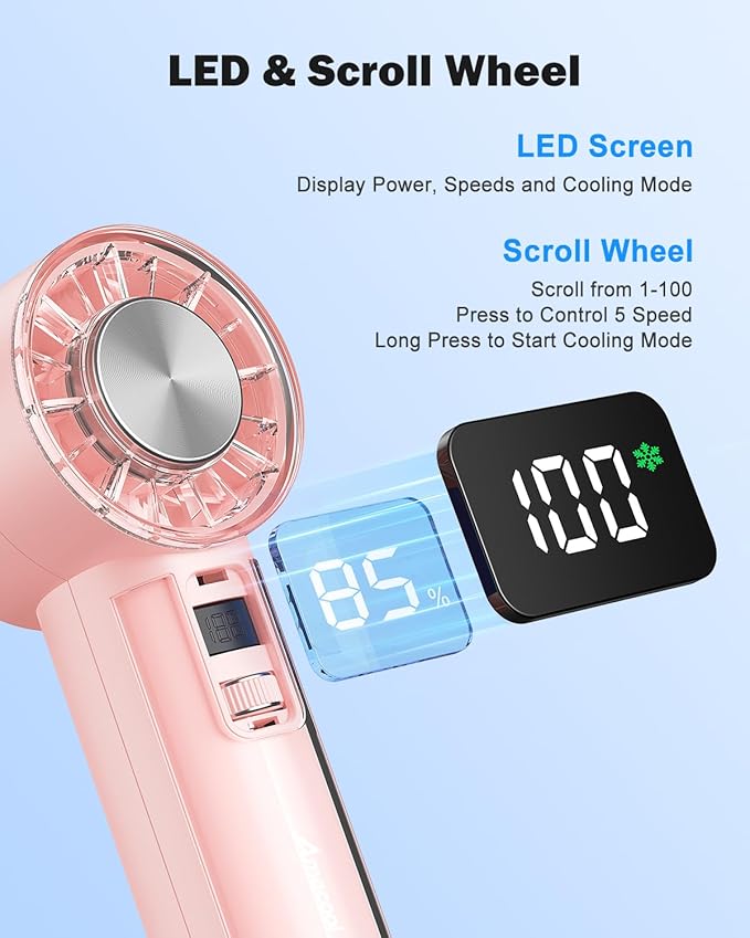 AMACOOL Handheld Fan with Ice Cooler, Mothers Day Gifts for Mom Her Women Girl, Mini Portable Cooling Fan, Small Yet Powerful, Personal Hand Fans for Travel Essentials Beach Makeup Must Have