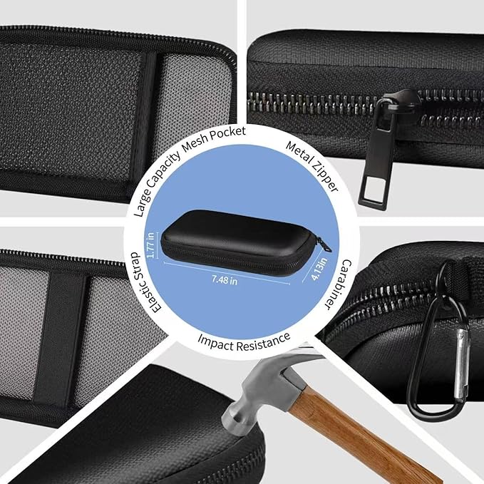 6500°F Fire-Resistant Hard Protective Travel Case,Waterproof Electronic Organizer for Anker/Jackery/RAVPower Power Bank with Fireproof Zipper,Shockproof EVA Carrying Case for Cell Phones/Earbuds
