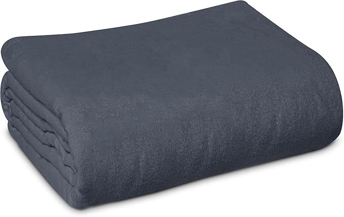 Linteum Textile Supply Cotton Blended Hospital Patient Bath Blanket, Bed Bath Sheet, Queen Blanket Lightweight Sheet Blankets 90x90 in, 2.25 lb. Charcoal