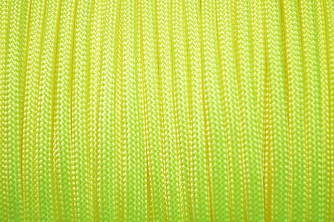 BORED? PARACORD! 550 lb Paracord – Ideal for Crafting, DIY Projects, Camping, Military & Active Outdoors – 300+ Colors – Tactical Parachute Cord Type III – Strong - Neon Yellow 50 Feet