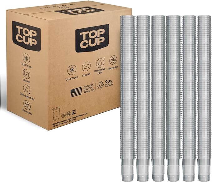Top Cup – 24 Ounce, 450 Count, Reusable Aluminum Party Cups | Stealth Design | Cold-Holding, Recyclable, Made in USA