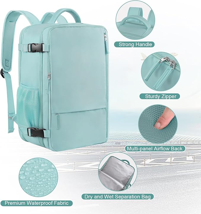 Sinaliy Large Travel Backpack for Women, 40L Carry On Backpack, 17 Inch Laptop Waterproof Backpack, College Bookbag, Backpack for Women, as Person Item Flight Approved