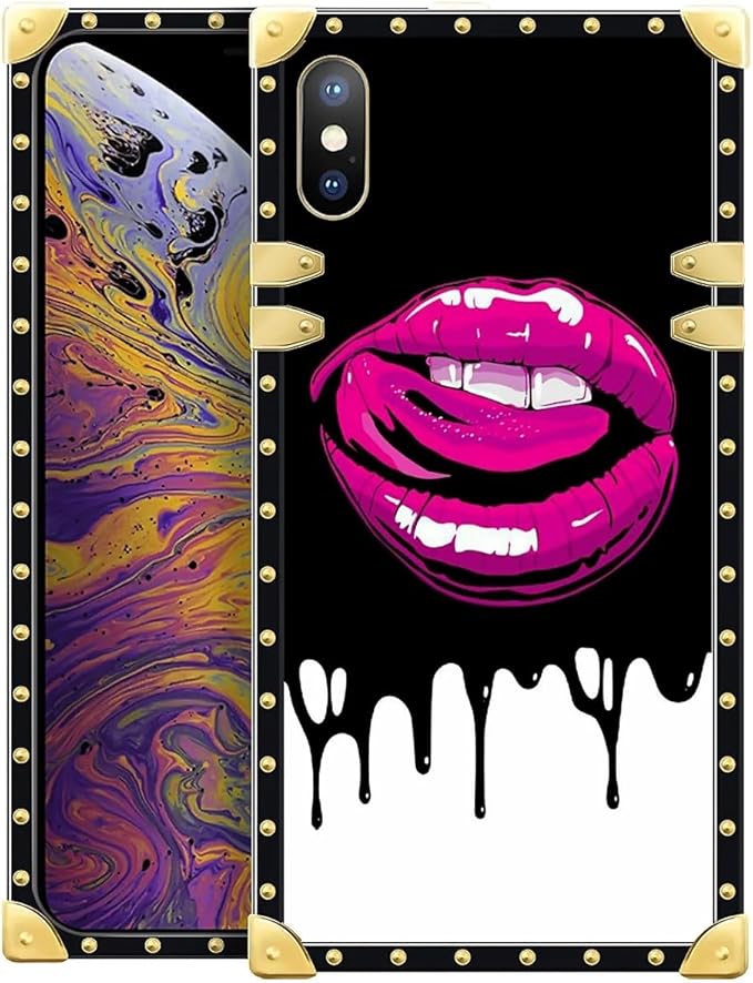 Compatible with iPhone XR Case, Black White Red Slap Sexy Luxury Golden Decoration for Girl Women Soft TPU Shockproof Protective Hard PC Back for iPhone XR