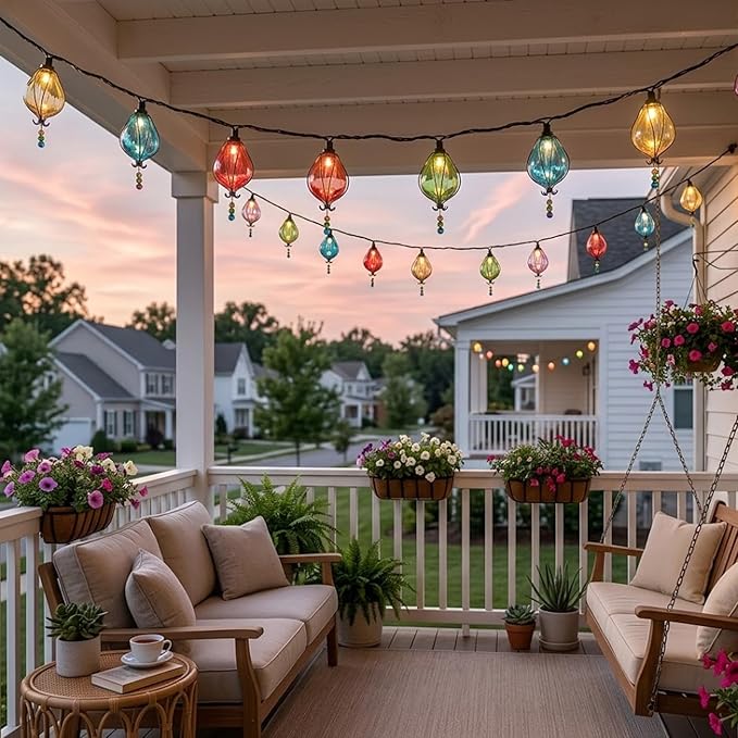 Vigdur Multicolor Outdoor String Lights with 10 Bulbs Connectable Waterproof, Indoor Outdoor Patio Light for Party Wedding Bedroom Cottagecore Decor