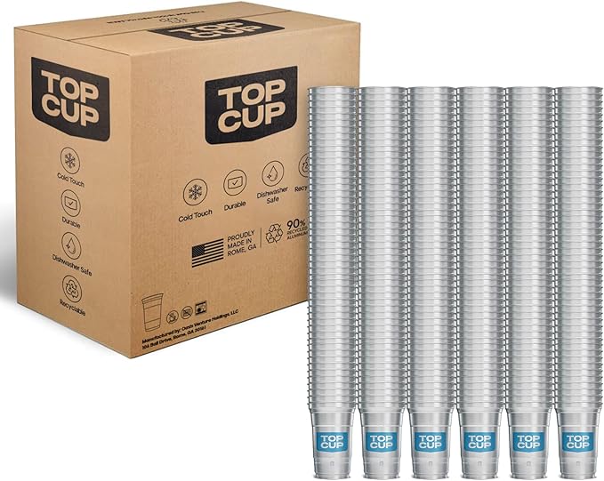 Top Cup – 20 Ounce, 600 Count, Reusable Aluminum Party Cups | Cold-Holding, Recyclable, Made in USA