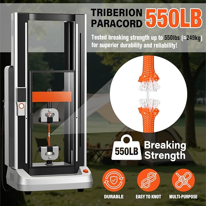 Paracord Rope 550 lb - 500ft 5/32" Parachute Cord 4MM 7-Strand para Cord - Heavy Duty Spool String for Survival,Camping Gear, Survival Bracelet, Clothesline - Orange