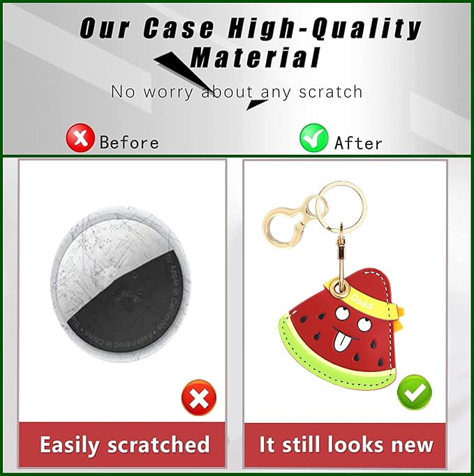 Leather Keychain Holder Case Compatible with AirTag,Cute air tag Cover with Keychain Ring,GPS Tracker Case for Keys