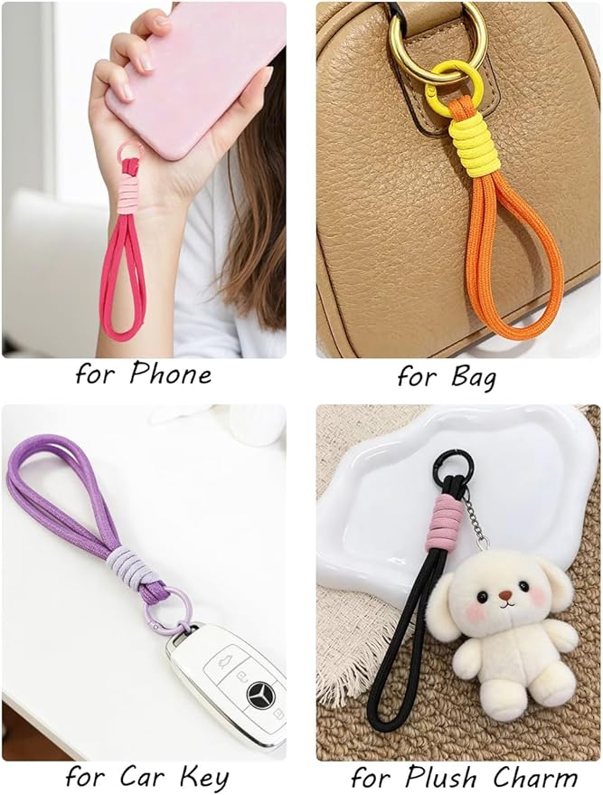 8/13/18/20/30 Pack Paracord Keychain Rope Bag Charms Colorful Braided Charms for Key Chain Purse Backpack Handbag