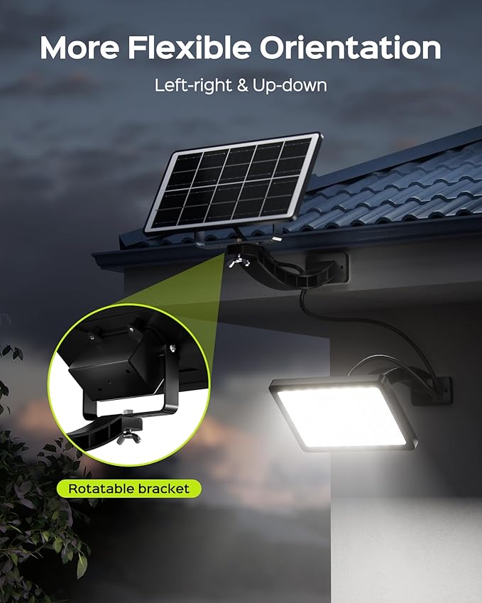 JACKYLED Solar Lights Outdoor 299 LED 1000 Lumens Bright Solar Wall Spotlight with 4000mAh Battery IP65 Waterproof Dusk to Dawn Auto Lighting for Front Door Balcony Shop Barn Garage (Black, 2-Pack)