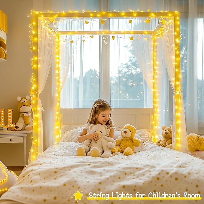 JMEXSUSS Warm White Christmas Lights for Bedroom, 300 LED String Lights Indoor Outdoor Waterproof Clear Wire, 8 Modes Fairy String Lights Plug in for Christmas Tree Bedroom Holiday Christmas Decor