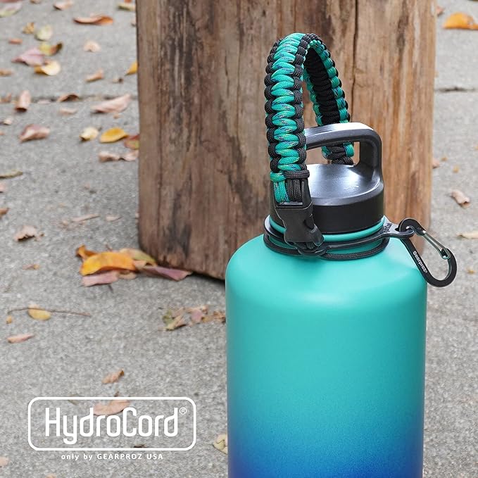 Gearproz HydroCord 1.0 Handle for Hydro Flask Wide Mouth Water Bottles, Hydroflask 1.0, Iron Flask, Thermoflask and Takeya Reusable Water Bottles, Paracord Survival Strap