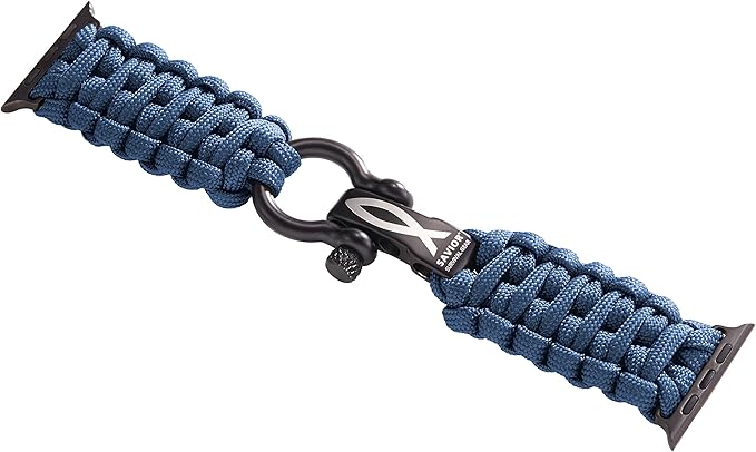 Savior Survival Gear Paracord Watch Band - Compatible with Apple Watch Band 49mm 46mm 45mm 44mm 42mm - iWatch Band Series Ultra 10 9 8 7 6 5 4 3 2 1 SE – Adjustable strap for men (Dark Blue, X-Large)