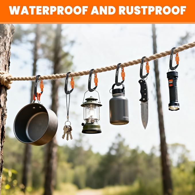 3 Heavy Duty Carabiner Clips 12kN (2697 lbs)-Lightweight Locking Carabiners for Securing Pets，Camping, Hiking, Hammock，Outdoor and Gym etc, Keychains& Utility