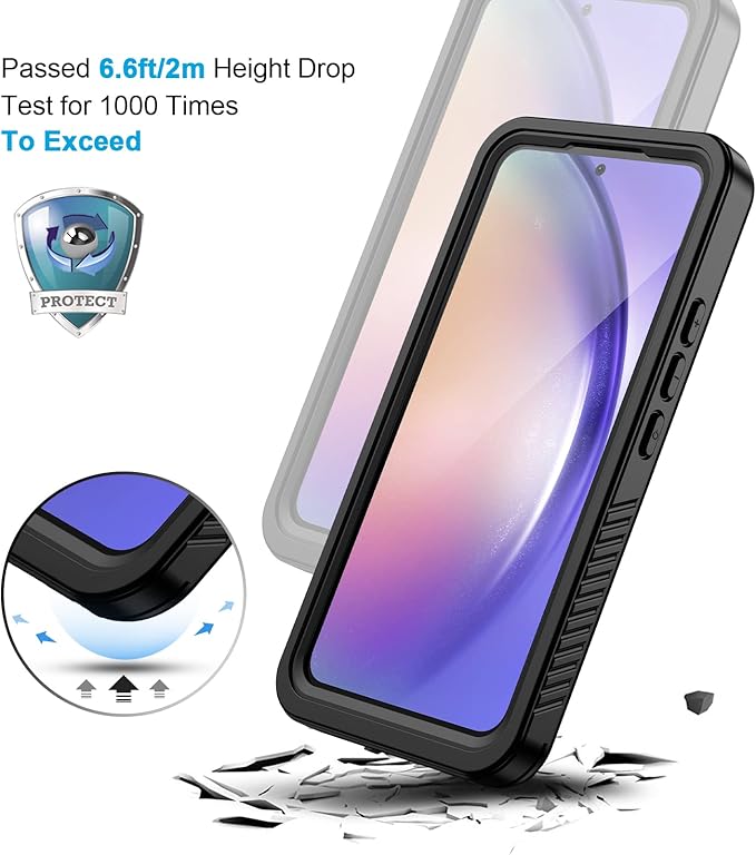 Lanhiem for Samsung Galaxy A54 5G Phone Case, IP68 Waterproof Dustproof, [Built-in Screen Protector] Full Body Protective Phone Case for Samsung Galaxy A54, Black/Clear