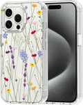 MOSNOVO Case for iPhone 15 Pro Max, [Buffertech 6.6ft Military-Grade Drop Protection] [Anti Peel Off Tech] Clear TPU Bumper Phone Case Cover Design - Floral Garden