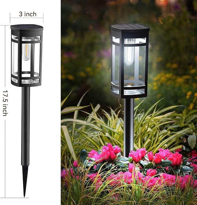 EXCMARK 12 Pack Solar Lights Outdoor Waterproof for Garden Pathway Walkway Driveway Yard Lawn Decorative Landscape Lighting. (Cool White Light, 12)