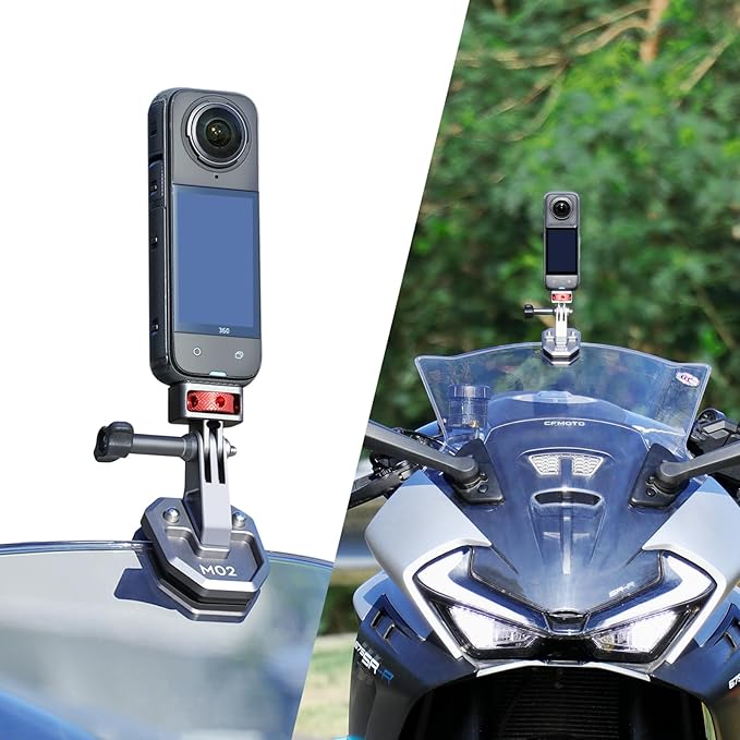 SEASKY M02 Motorcycle Windscreen Clamp Mount Motorbike Accessories for Gopro Hero 13 12 11 10 9 8 for DJI Action 5 4 3 2 OSMO 360 for insta360 X5 X4 X3 Ace Pro 2 Action Camera All Aluminum Metal
