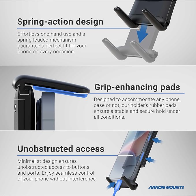 ARKON Mounts Adhesive Phone and Tablet Car and Truck Mount | Universal Phone Holder | Adhesive or Drill Mount | Compatible with iPhone, Galaxy, Note, Pixel, and more
