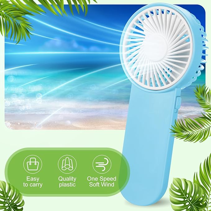 Sumind 12 Pcs Small Personal Portable Fan Mini Handheld Bulk 1 Speed Electric Cute Battery Powered for Neck Lash Makeup Women Men Travel Camping Indoor Outdoor Summer (Blue)