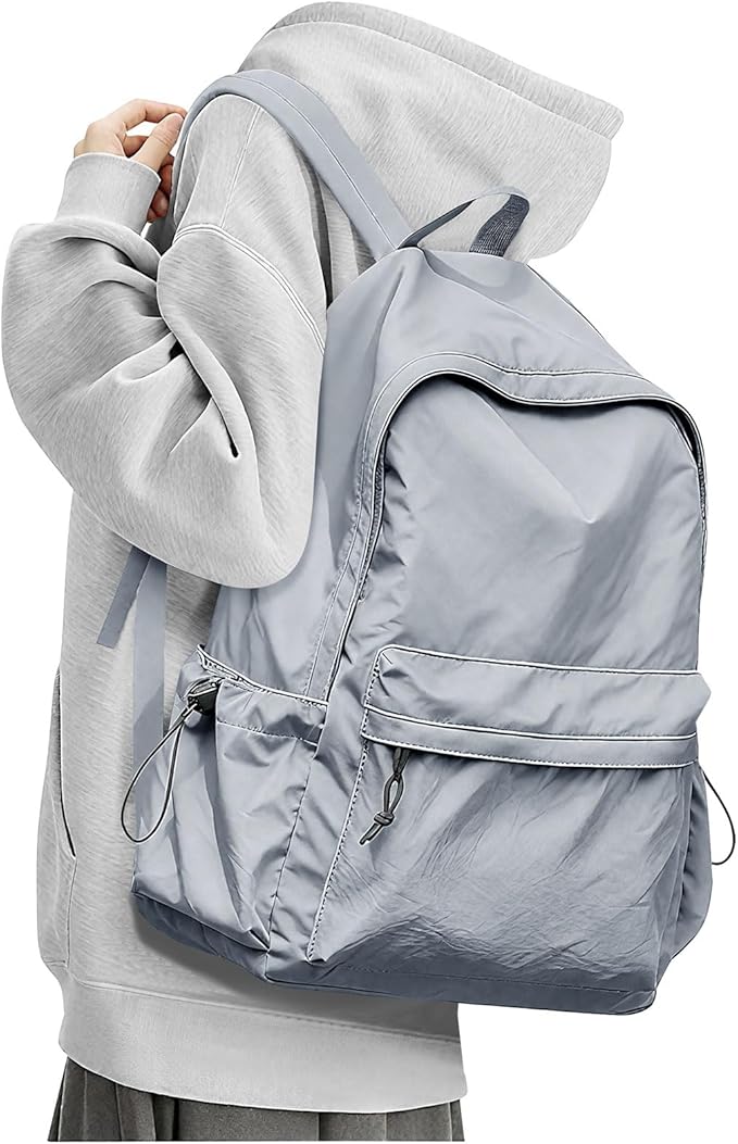 BJLFS Blue Simple School Backpack for Girls Boys, Waterproof Bookbag for Women Men, College Student School Bag, Lightweight Travel Rucksack Casual Daypack, Laptop Backpacks