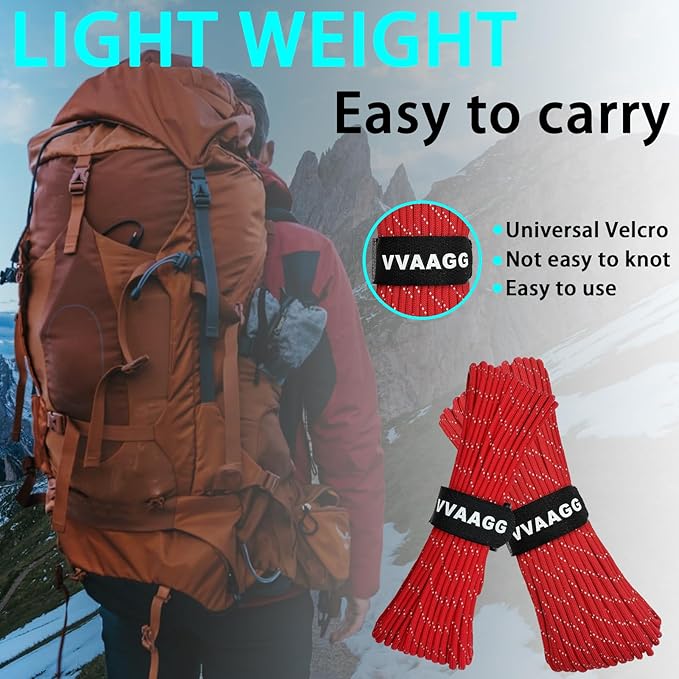 VVAAGG Reflective Paracord Rope 100FT, 7 Strand Nylon para Cord Lanyard Utility 550 Parachute Cord, 4mm Thin Tent Rope for Outdoor Camping Hiking