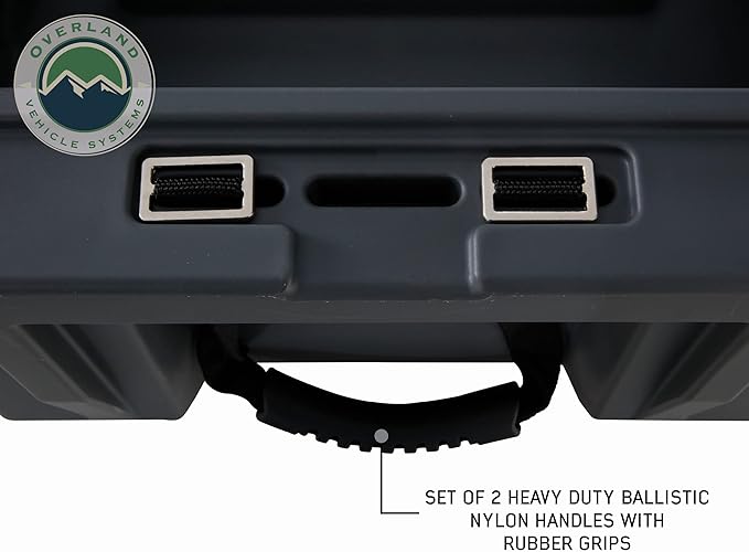 Overland Vehicle Systems 40100001 Dark Gray 53 QT Dry Box Storage with Drain, and Bottle Opener | Waterproof Seal | Heavy-Duty Latches and Nylon Handles | Keeps Gear Safe, Dry and Organized