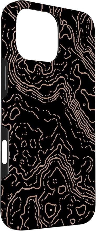 Topography Black & Brown Abstract Pattern Topographic Map Case for iPhone 16 Pro Max