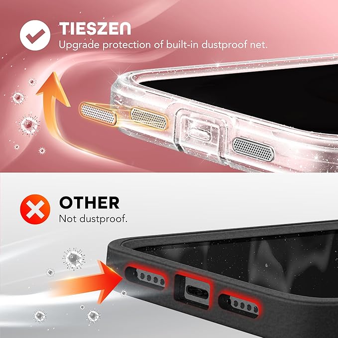 TIESZEN for iPhone 15 Case, Compatible with MagSafe, Built-in Privacy Screen Protector and Camera Protection, Anti Spy Full Body Dustproof Shockproof Hard Phone Case 6.1",Shiny Clear