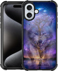 for iPhone 16 Case, Wolves in The Woods Pattern Graphic Design Girl Boy Soft Silicone Hard Acrylic Shock Protection for iPhone 16