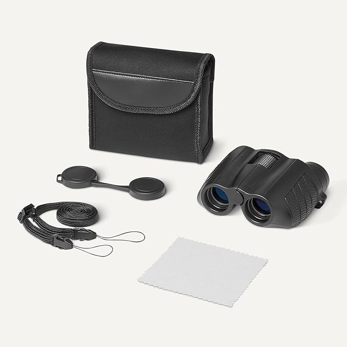 Amazon Basics 7x25 Compact Binoculars, FMC Optics, BAK-4 Prism, Lightweight Portable Design for Travel and Outdoor Use, Black