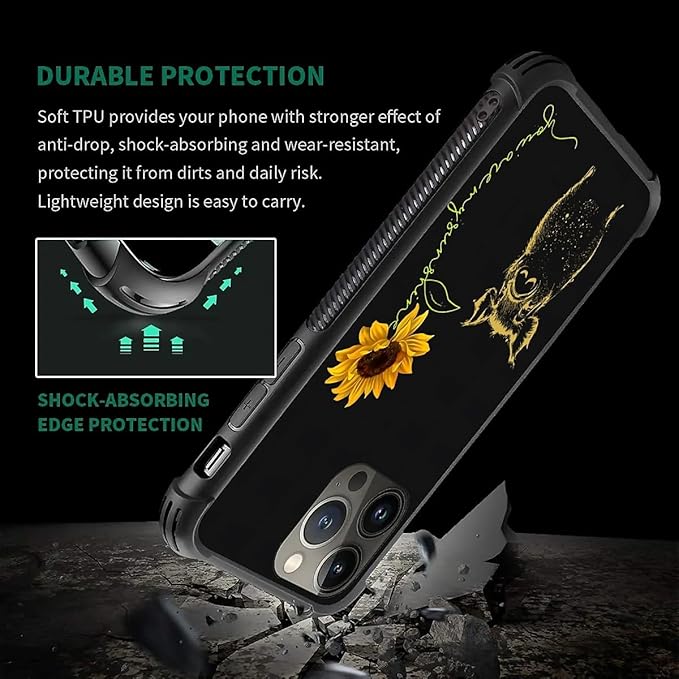 for iPhone 12 Pro Max Case, Pig Sunflower Yellow Sunshine Pattern Graphic Design Girl Boy Soft Silicone Hard Acrylic Shock Protection for iPhone 12 Pro Max