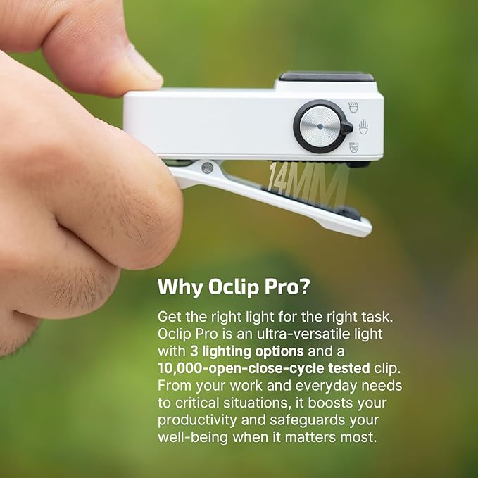 OLIGHT Oclip Pro EDC Flashlight Clip-on Light, Rechargeable 500 Lumens with Three Lighting Solutions Type-C Charging, Magnetic Flash Lights for Signaling, Cycling, Outdoor or Indoor Use(White)