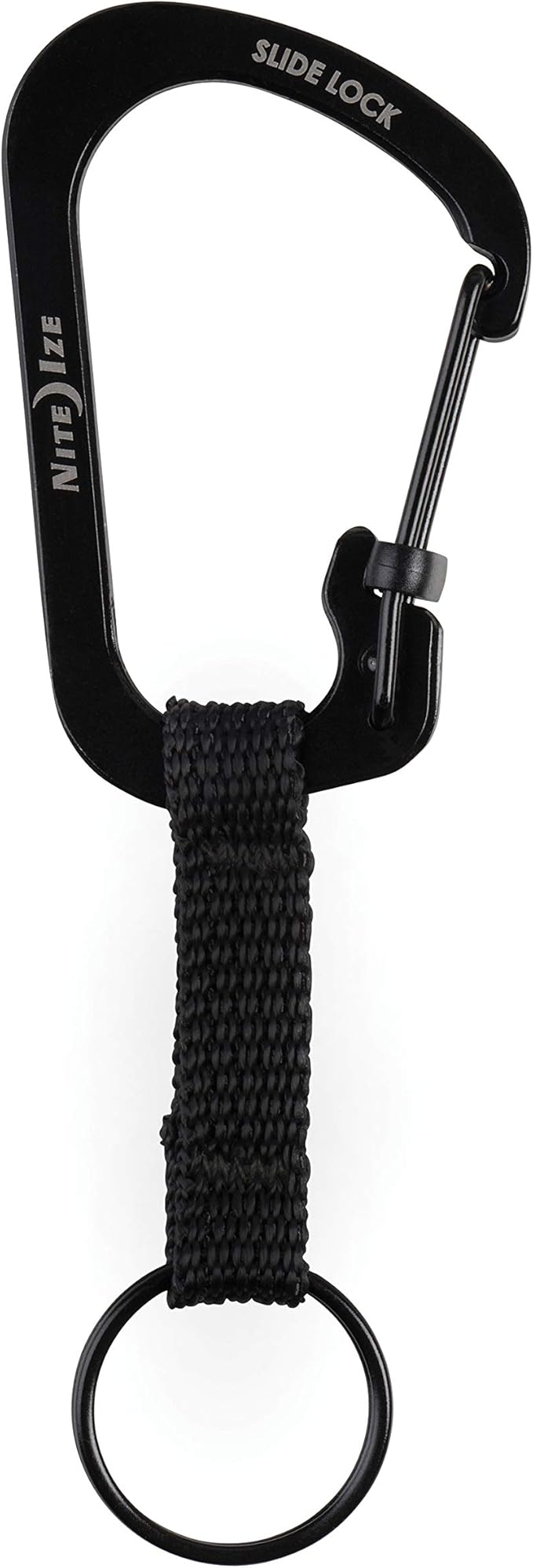 Nite Ize CSLW3-01-R6 SlideLock Ring, Aluminum Locking Carabiner Key, 3-25lb Capacity, Black