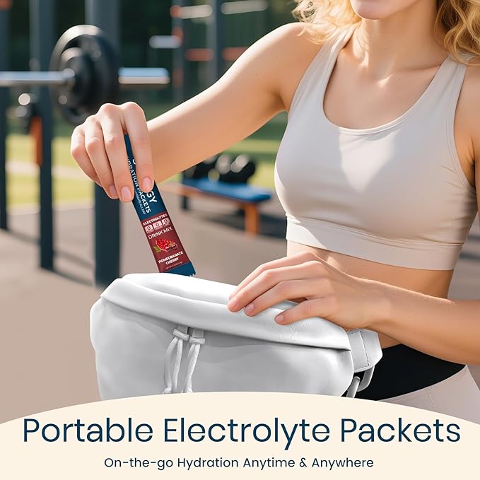 Electrolytes Powder Packets Sugar Free Hydration Packets, Liquid Daily IV Electrolyte Drink Mixex for Rehydration with Electrolytes, Vitamins, 0 Calorie, Cherry Pomegranate 20 Sticks