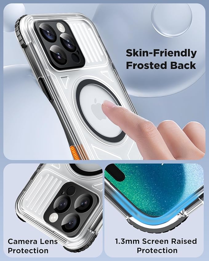 for iPhone 16 Pro Waterproof Case with Magsafe, Built-in [Camera & Screen Protector] [Lanyard], IP68 Water Proof Full Body Dustproof Heavy Duty Frosted Protective Phone Cover, 6.3" Black