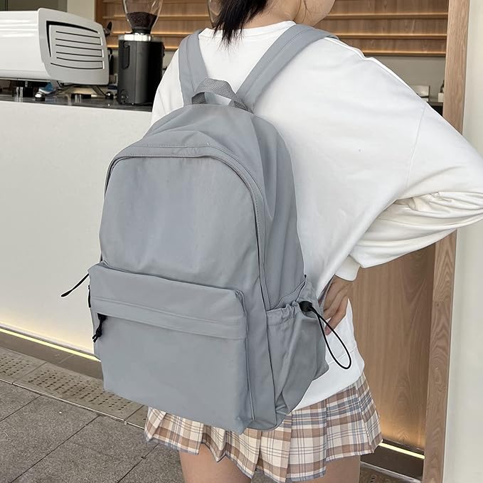 PAUBACK Blue School Backpack for Girls Water Resistant High School Book Bag Simple Backpack for Teens Boys Girls, Lightweight Middle School Back Pack Daypack