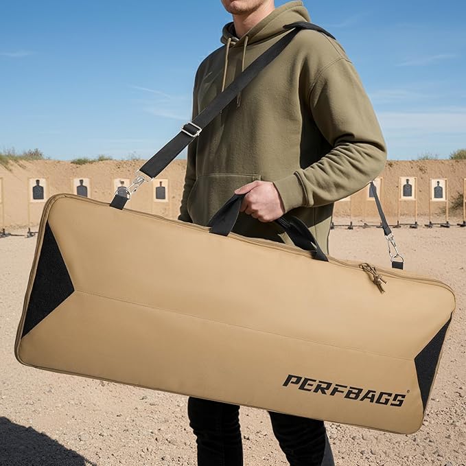 Single Rifle Case Bag, Tactical Padded Soft Gun Case w/MOLLE System, Wide Interior Fits Scoped Rifles, Adjustable Sling, Dual Zipper for Hunting & Range