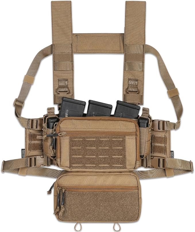 ACE TAC S.O.P. Tactical Chest Rig with 5.56/7.62 & Pistol Magazine Pouch Holders, Wing & Molle Dangler Pouches