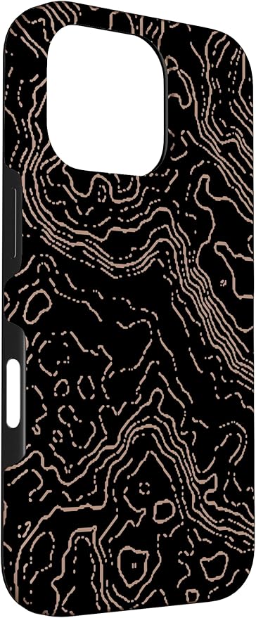 Topography Black & Brown Abstract Pattern Topographic Map Case for iPhone 16 Pro