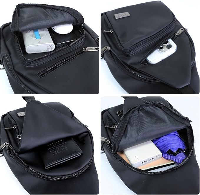 AMJ Crossbody Sling Bag Men Women, Casual Shoulder Backpack, Chest Daypack Satchel for Hiking Travel