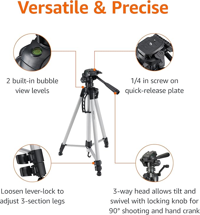 Amazon Basics 60-inch Lightweight DSLR Tripod with Bag, Black
