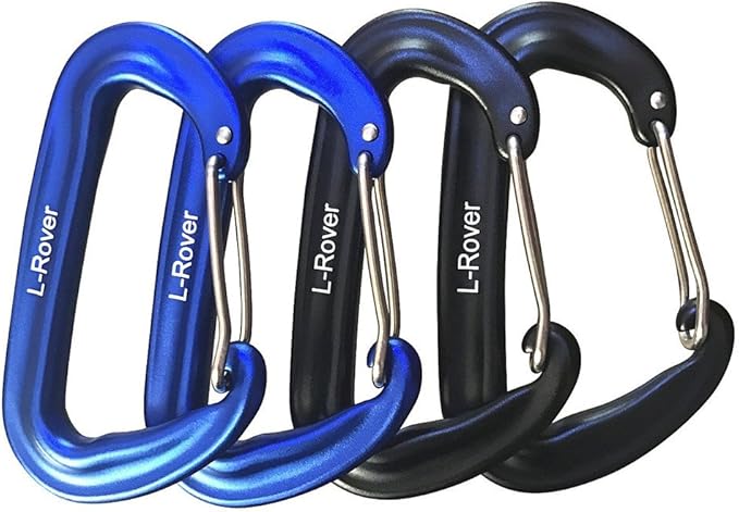 L-Rover Carabiner,12KN Lightweight Heavy Duty Carabiner Clips,Aluminium Wiregate Caribeaners for Hammocks,Camping, Key Chains, Outdoor and Gym etc,Hiking & Utility