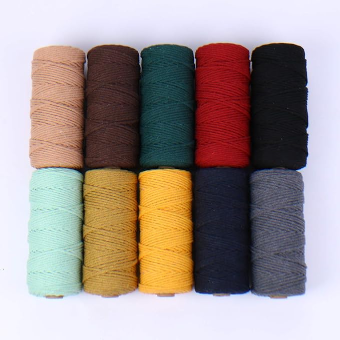 Gray Macrame Cord 3mm x 109Yards,Colored Cotton Rope Craft Cord Colorful Cotton Cord Twine for Wall Hanging Plant Hangers Crafts Knitting Decorative Projects