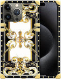 Compatible with iPhone 16 Pro Case, Gold Grain Flowers Luxury Golden Decoration for Girl Women Soft TPU Shockproof Protective Hard PC Back