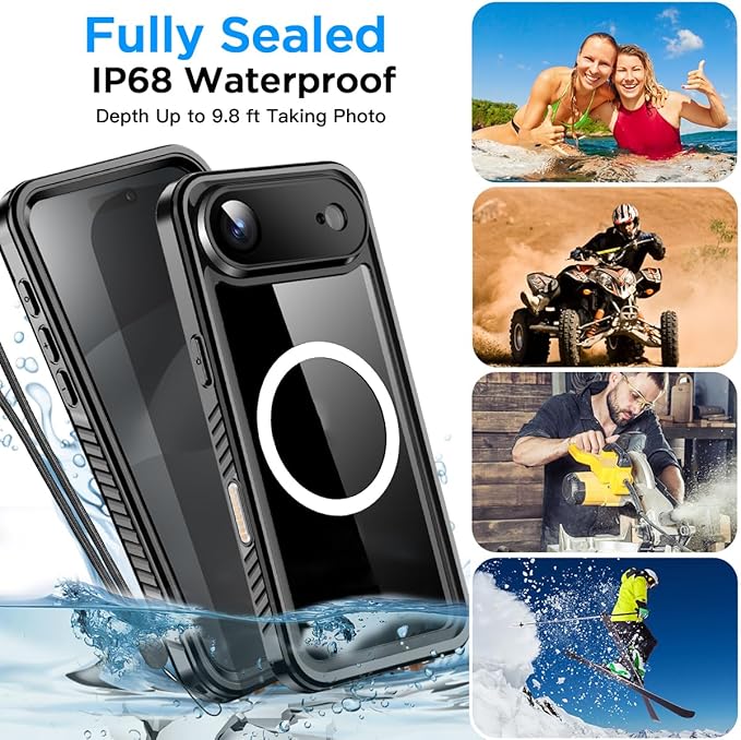 AICase for iPhone Air Case Waterproof Clear with MagSafe Water Proof/Snowproof/Dustproof/Shockproof,IP68 Certified 360 Full Body Protection Fully Sealed Underwater Cover for iPhone Air 6.5"