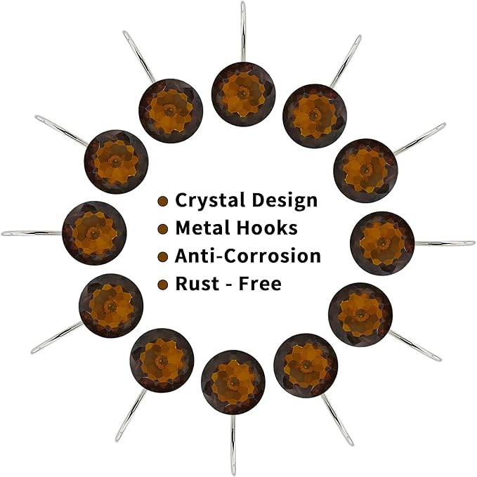MitoVilla Dark Brown Shower Curtain Hooks Rings, Metal Shower Hooks for Shower Curtain Liner, Rust Proof Shower Rings for Curtain Accessories and Bathroom Shower Rod, 12 Pack Bathroom Set