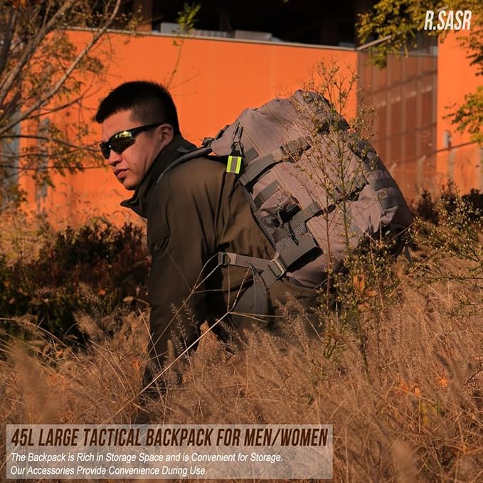 45L Tactical Backpack for Men Women, Military Assault Pack with MOLLE, Large 3 Day Bug Out Bag for Hiking Camping