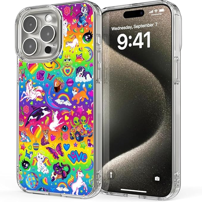 Phone Case Pattern Pc Vomit Bumper Lisa Scratch Frank Cute Rainbow TPU Y2k Accessories Collage Compatible with iPhone 16 Plus Anti-Scratch Clear Transparent
